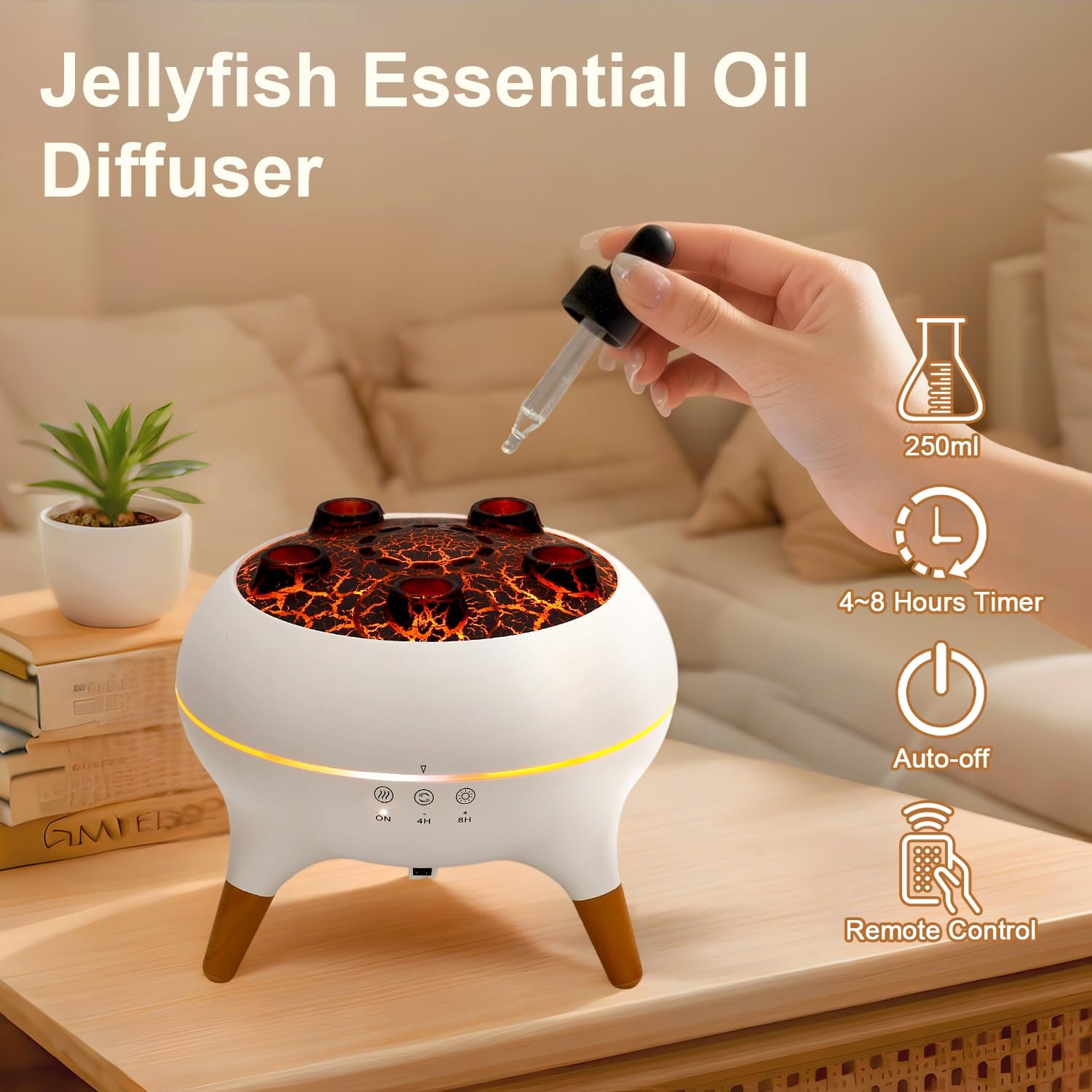 Volcano Humidifier & Aromatherapy Diffuser | 7 Color LED Flame Effect Air Humidifier | Jellyfish Smoke Ring Aroma Diffuser | Best Price in Bangladesh