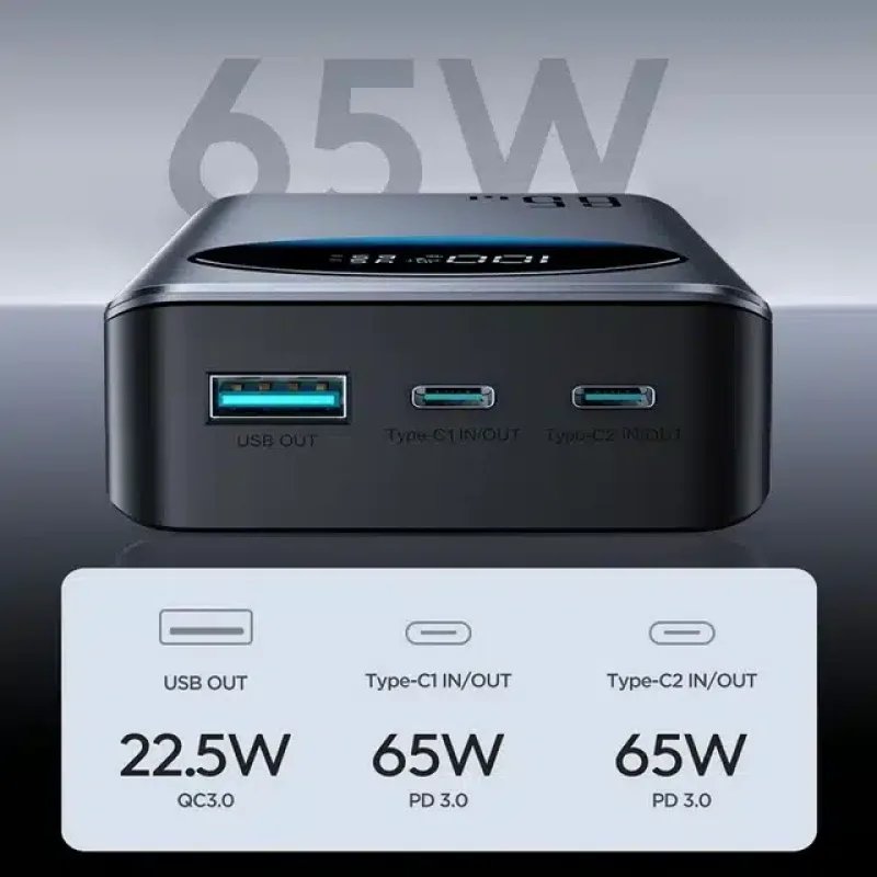 Joyroom 65W Fast Charging Power Bank | JR-PBF04 20000mAh / JR-PBF05 30000mAh | PD Fast Charge Laptop Power Bank | Best Price in Bangladesh
