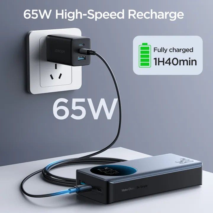 Joyroom 65W Fast Charging Power Bank | JR-PBF04 20000mAh / JR-PBF05 30000mAh | PD Fast Charge Laptop Power Bank | Best Price in Bangladesh