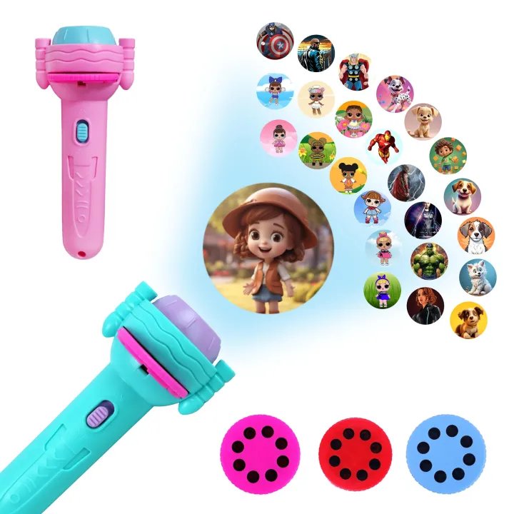 Mini Projector Torch Kids Flashlight | Educational Projection Torch Toy | Bedtime Story Projector | Kids Learning Toy