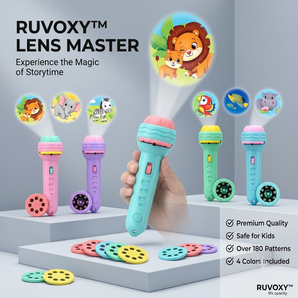 Mini Projector Torch Kids Flashlight | Educational Projection Torch Toy | Bedtime Story Projector | Kids Learning Toy