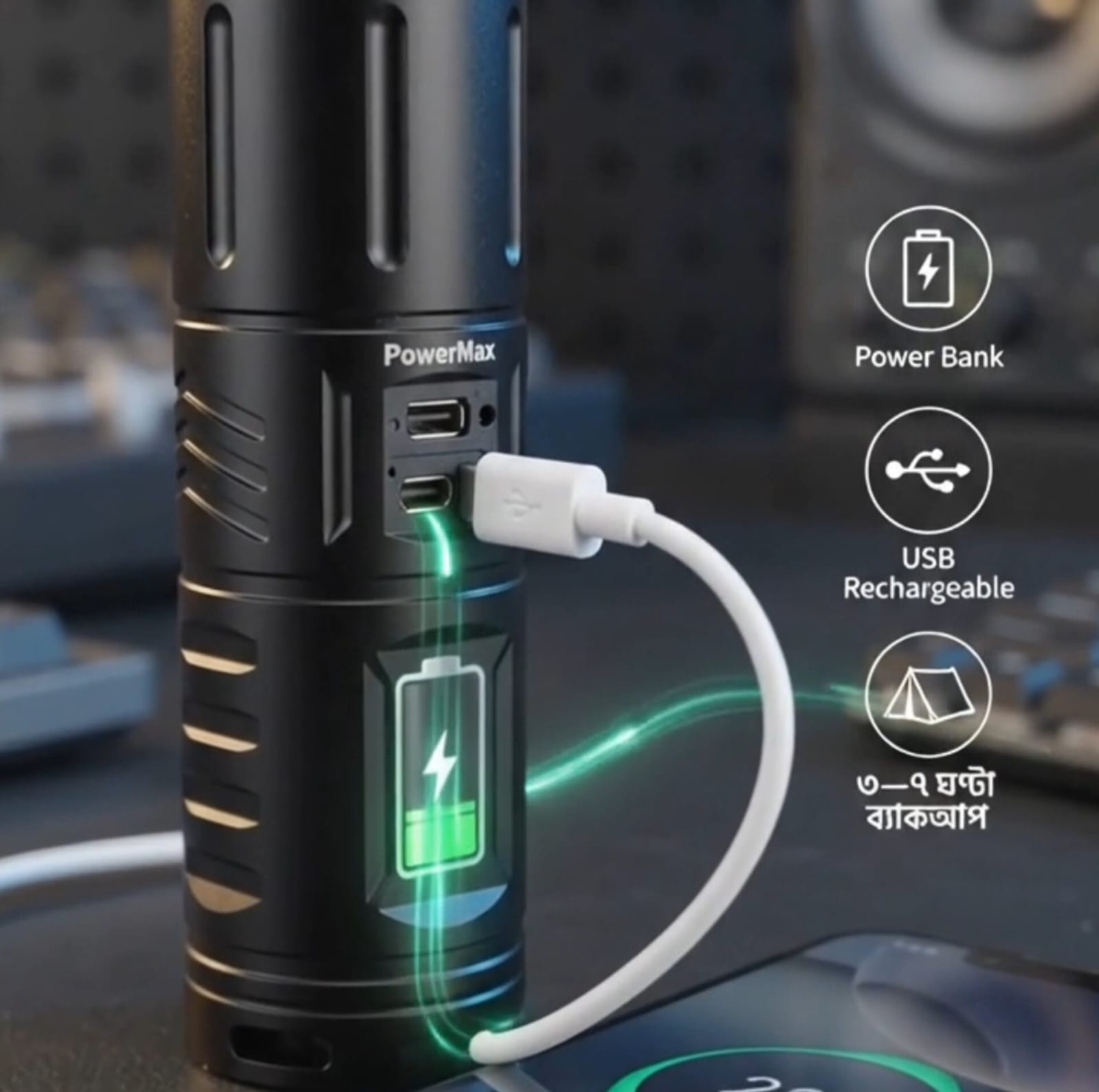 PowerMax T40 Zoom Torch (Power Bank Edition)