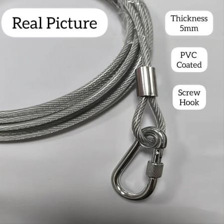 304 Stainless Steel Clothesline Wire Rope | Heavy Duty Clothes Drying Wire with Safety Hooks | Portable Laundry Rope